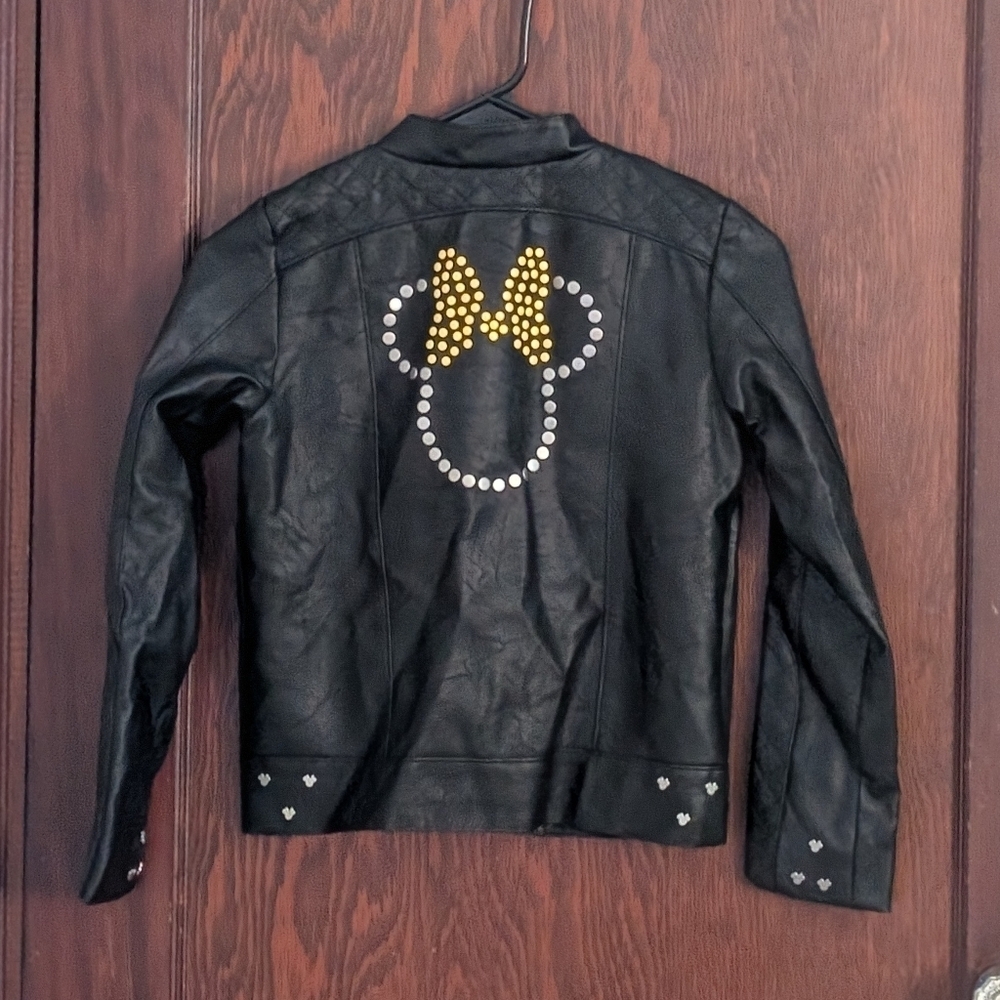 Disney Minnie Rocks The Dots Jacket Sz 7/8 Great Condition Faux Leather EUC Rare